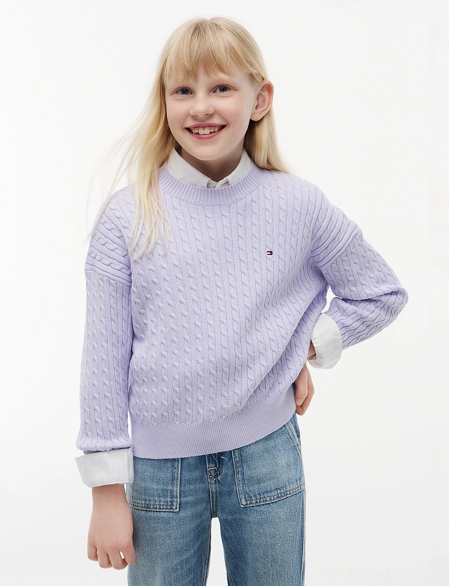 Tommy Hilfiger - CABLE SWEATER - trøjer - lavender ice - 0