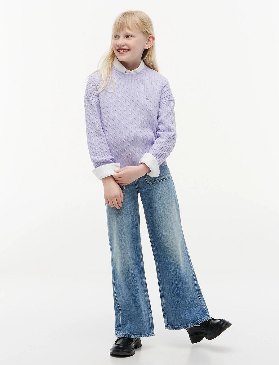 Tommy Hilfiger - CABLE SWEATER - trøjer - lavender ice - 4
