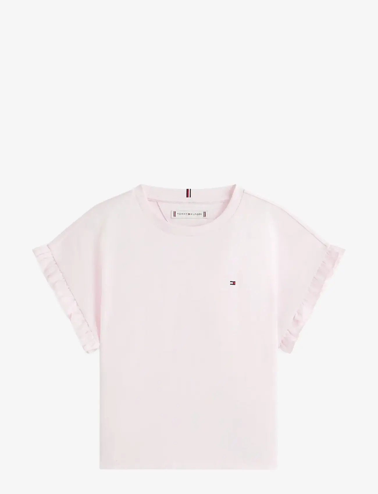 Tommy Hilfiger - Essential Ruffle Sleeve Tee - kortærmede t-shirts - pearly pink - 1