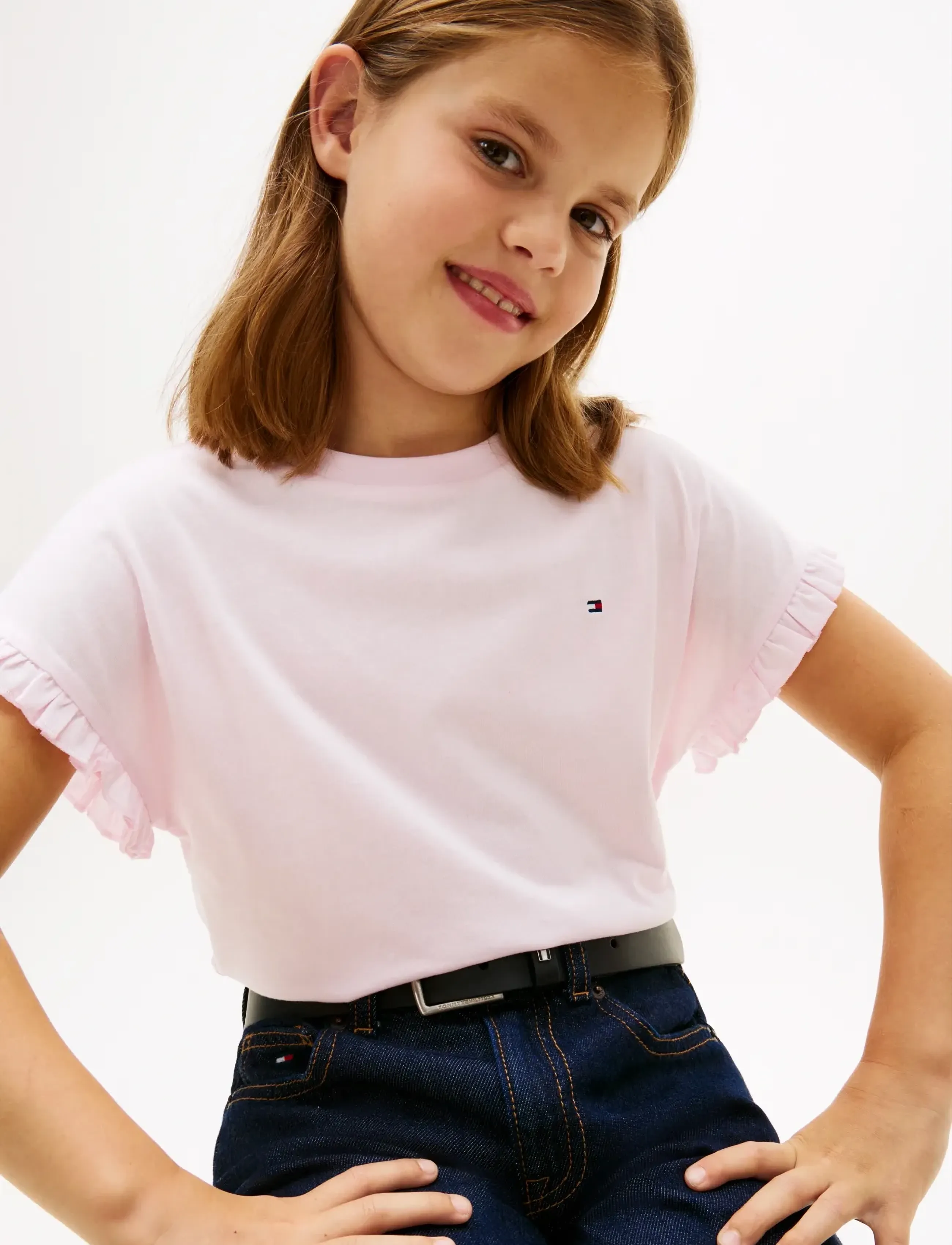 Tommy Hilfiger - Essential Ruffle Sleeve Tee - short-sleeved t-shirts - pearly pink - 4