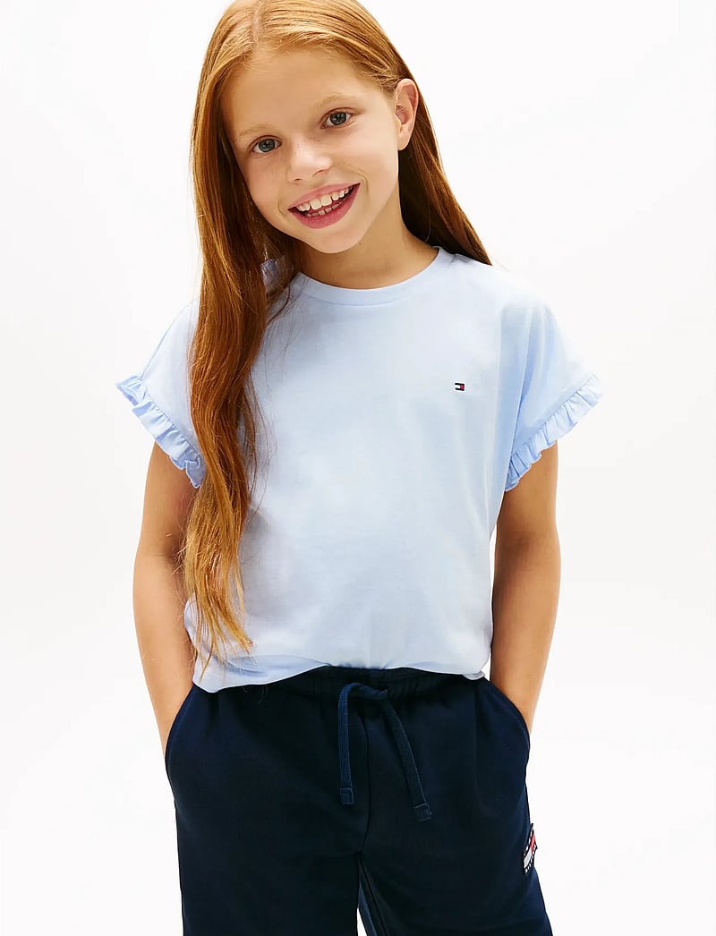 Tommy Hilfiger - Essential Ruffle Sleeve Tee - kurzärmelige - sweet blue - 0