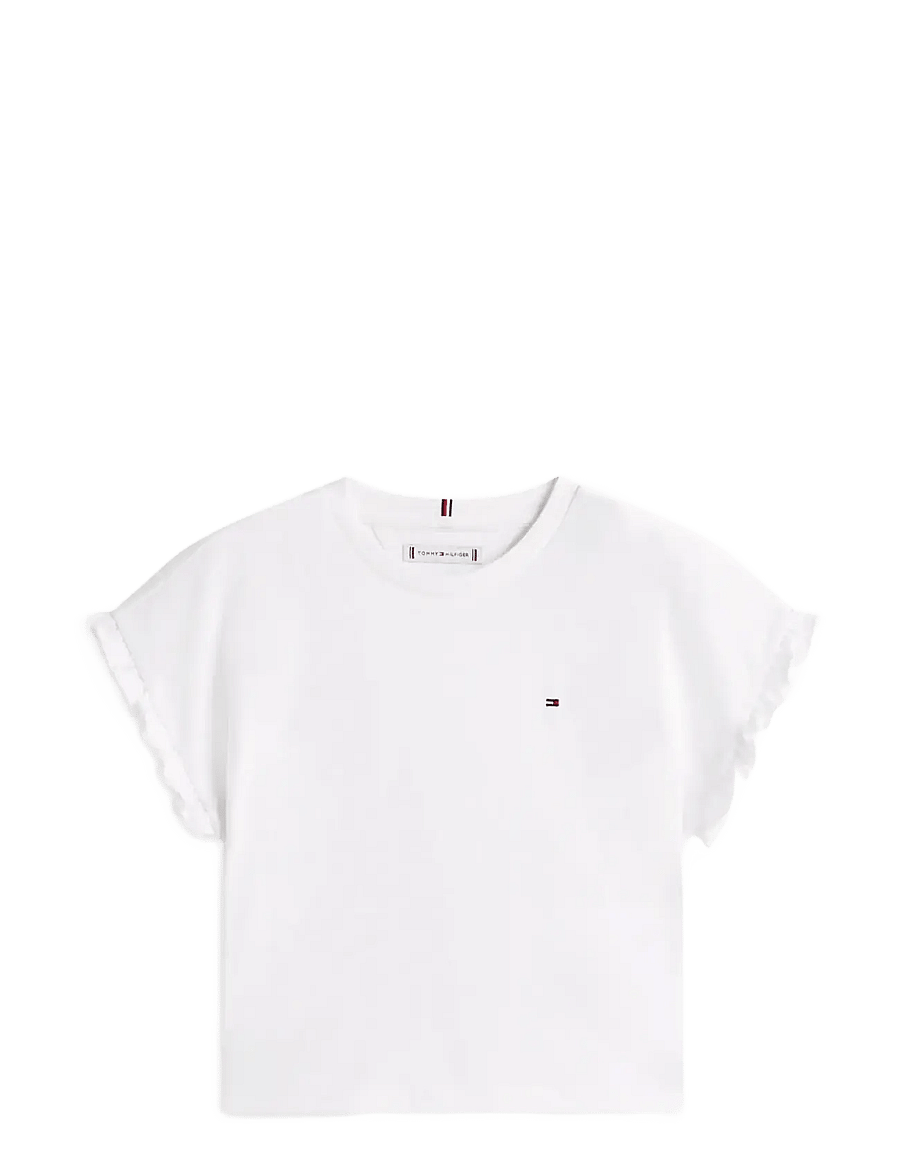 Tommy Hilfiger - Essential Ruffle Sleeve Tee - kurzärmelige - white - 1