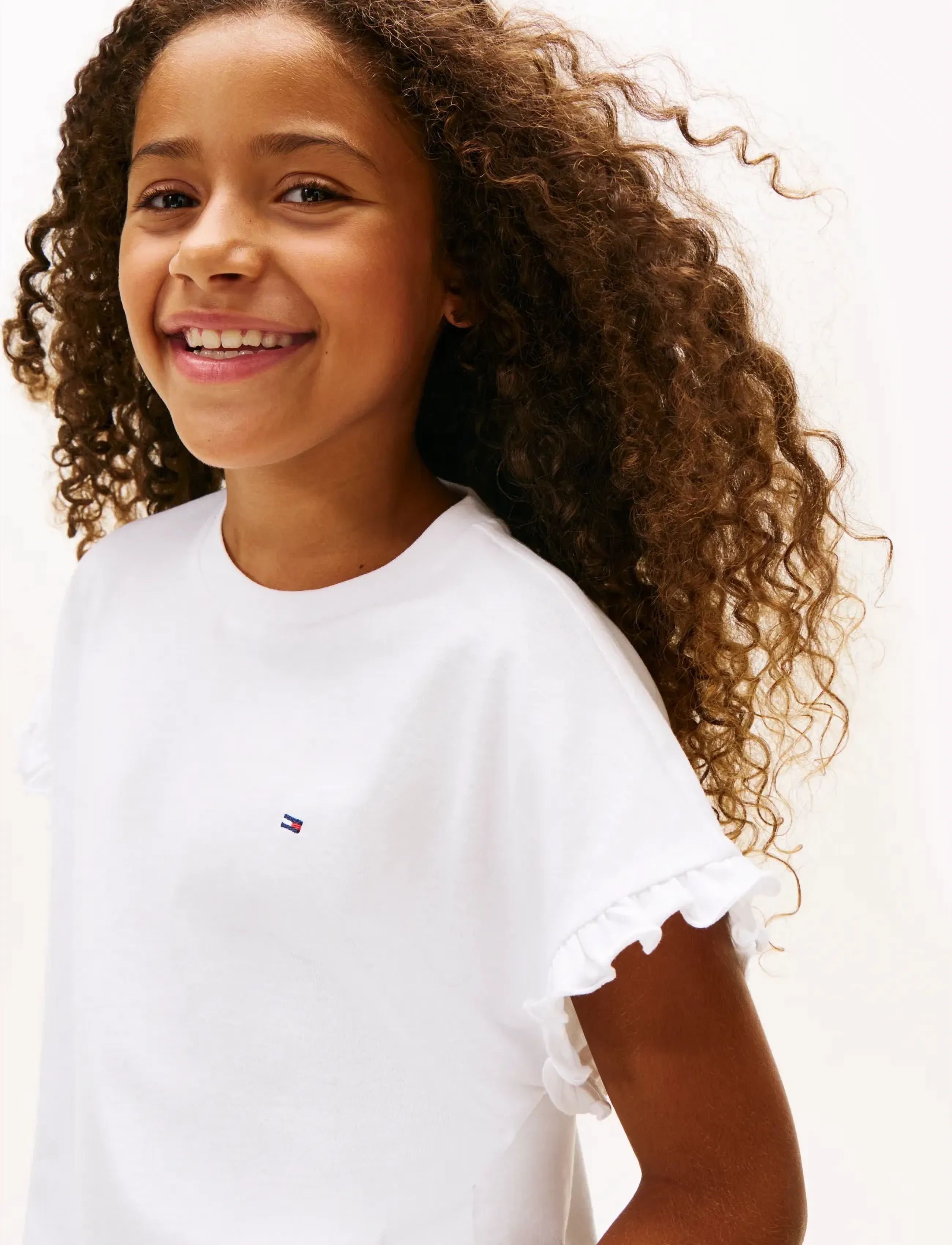Tommy Hilfiger - Essential Ruffle Sleeve Tee - lyhythihaiset t-paidat - white - 4