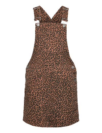 Tommy Hilfiger DUNGAREE DRESS DENIM LEOPARD AOP - Ärmellose Freizeitkleider - LEOPARDDENIM / multi