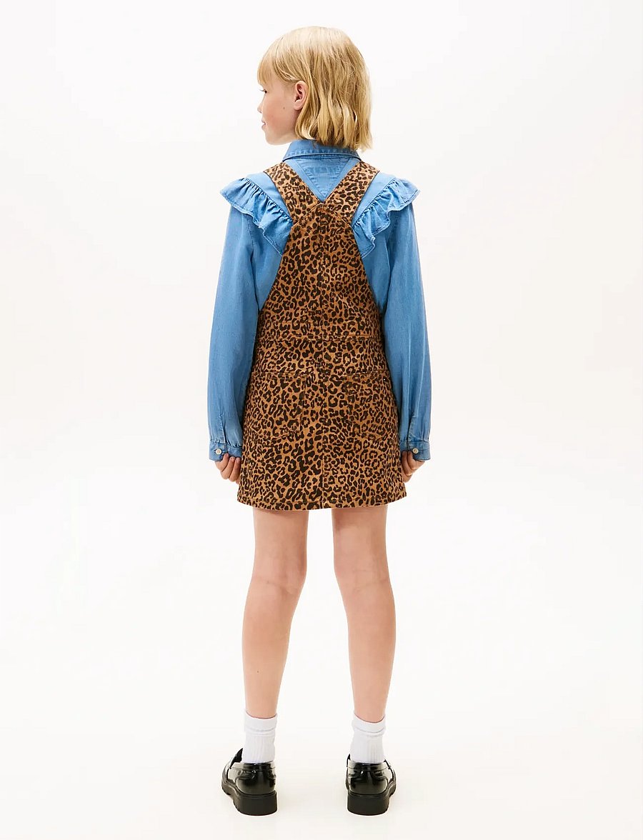 Tommy Hilfiger - DUNGAREE DRESS DENIM LEOPARD AOP - ermalausir hversdagskjólar - leoparddenim - 4