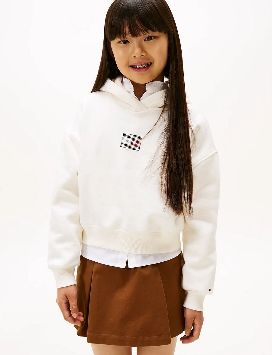 Tommy Hilfiger - RHINE STONE FLAG HOODIE - kapuzenpullover - ivory silk - 0
