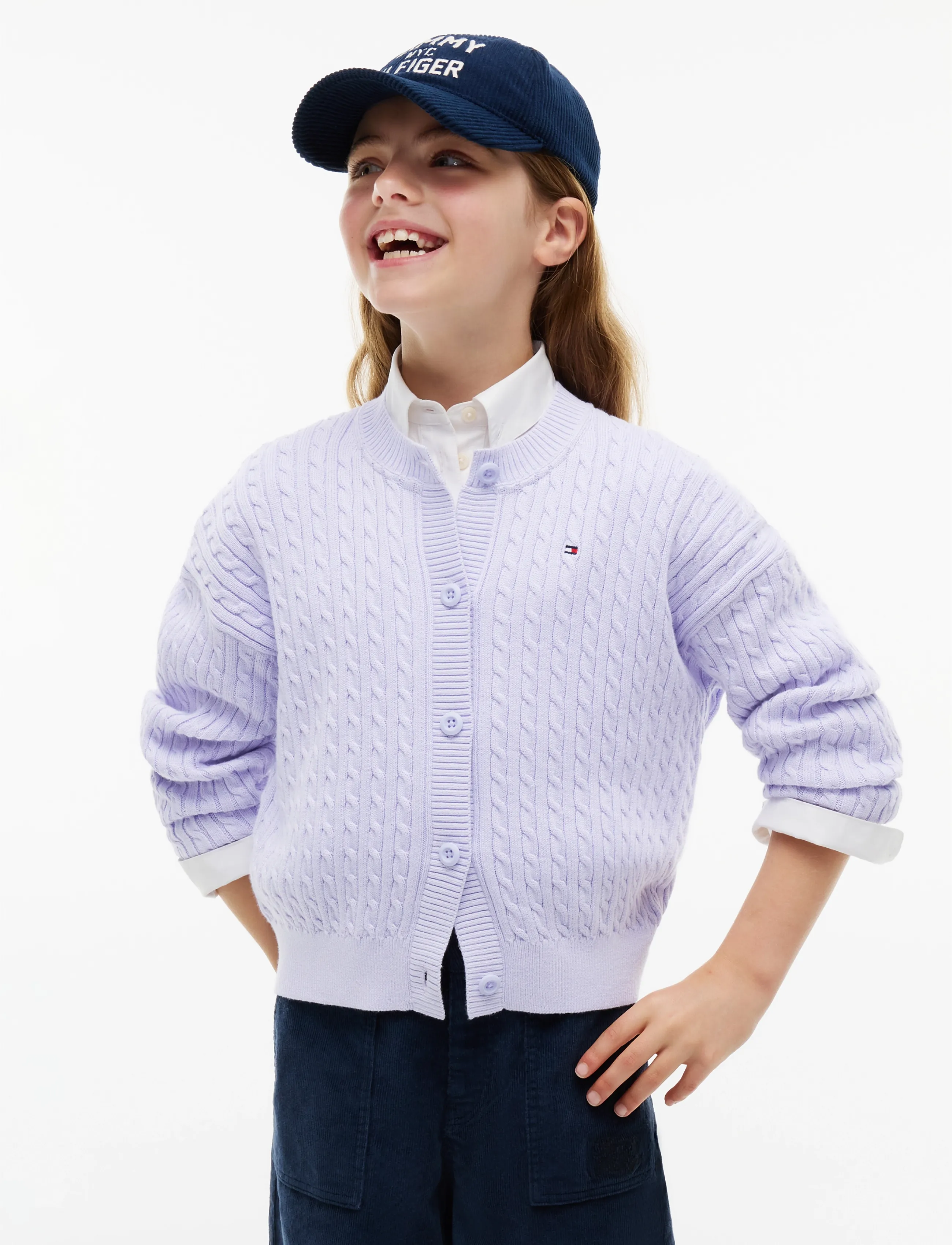 Tommy Hilfiger CABLE CARDIGAN - Tommy Hilfiger - LAVENDER ICE / purple