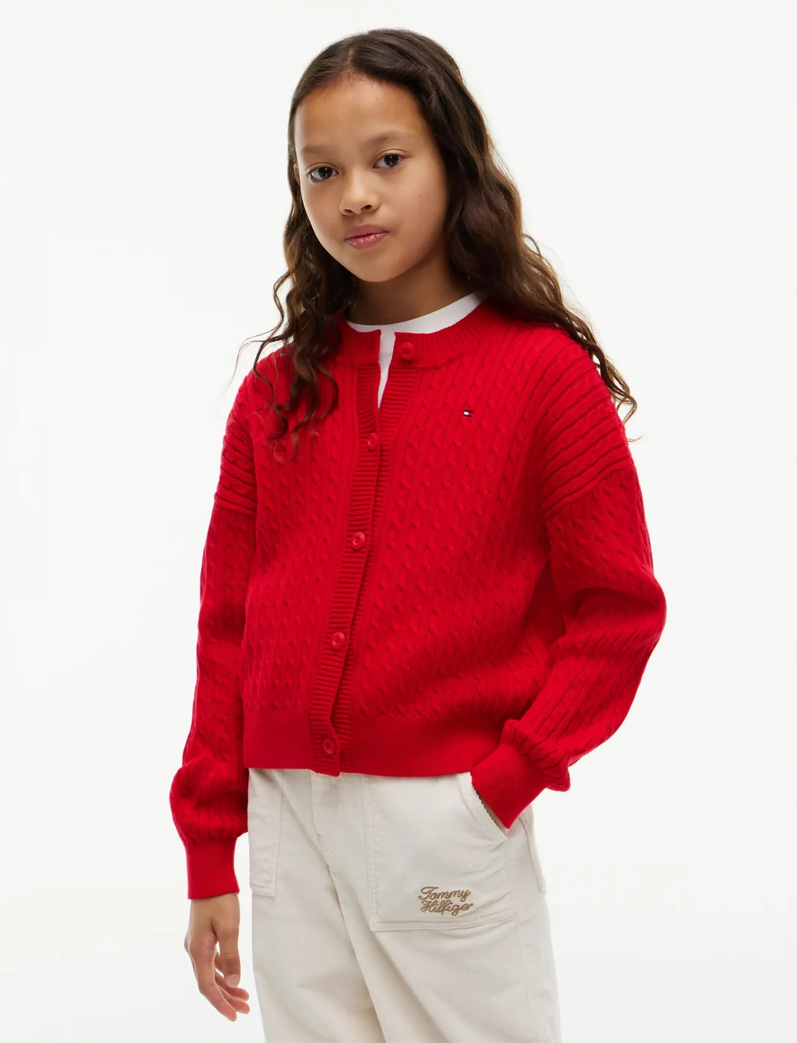 Tommy Hilfiger - CABLE CARDIGAN - sügisesed riided - red - 0