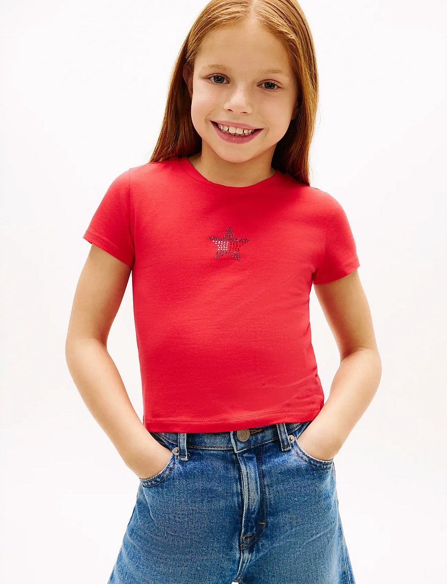 Tommy Hilfiger - STAR FLAG TEE SS - t-krekli ar īsām piedurknēm - red alert - 0