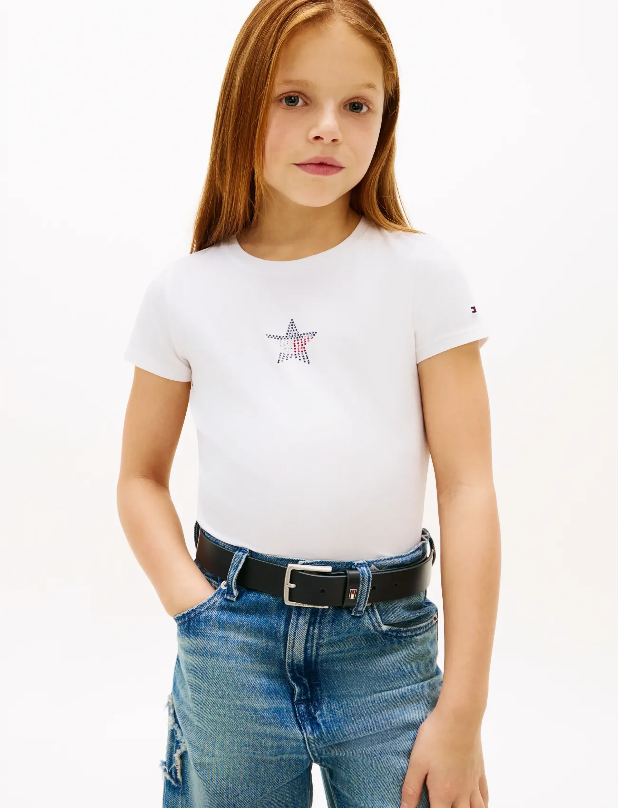 Tommy Hilfiger STAR FLAG TEE SS - Overdele - WHITE / white