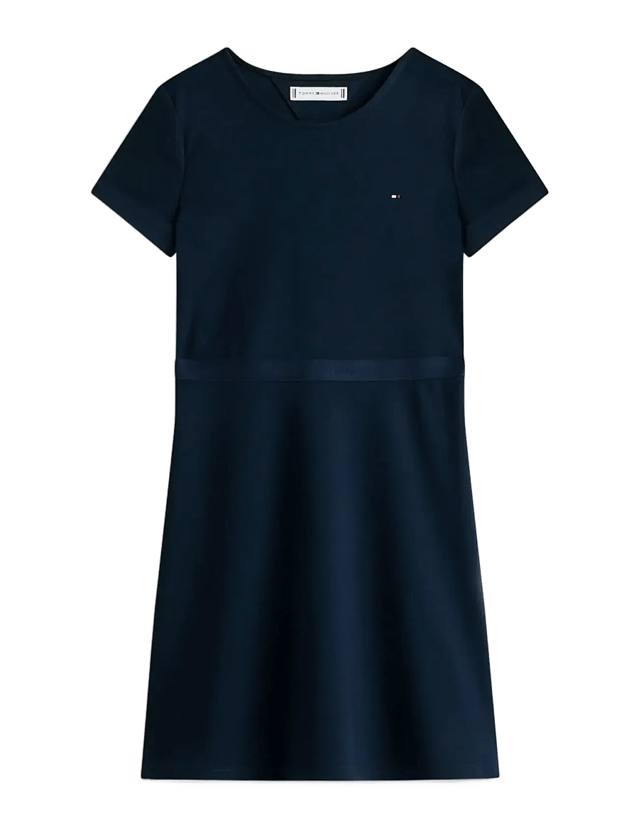 Tommy Hilfiger - ESSENTIAL PUNTO SKATER DRESS SS - kortærmede hverdagskjoler - dark night navy - 1