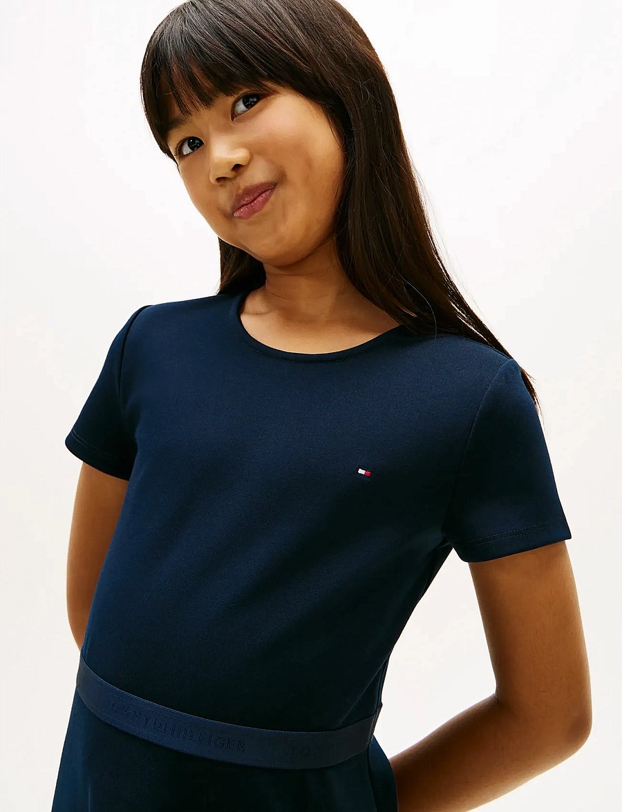 Tommy Hilfiger - ESSENTIAL PUNTO SKATER DRESS SS - kortærmede hverdagskjoler - dark night navy - 3