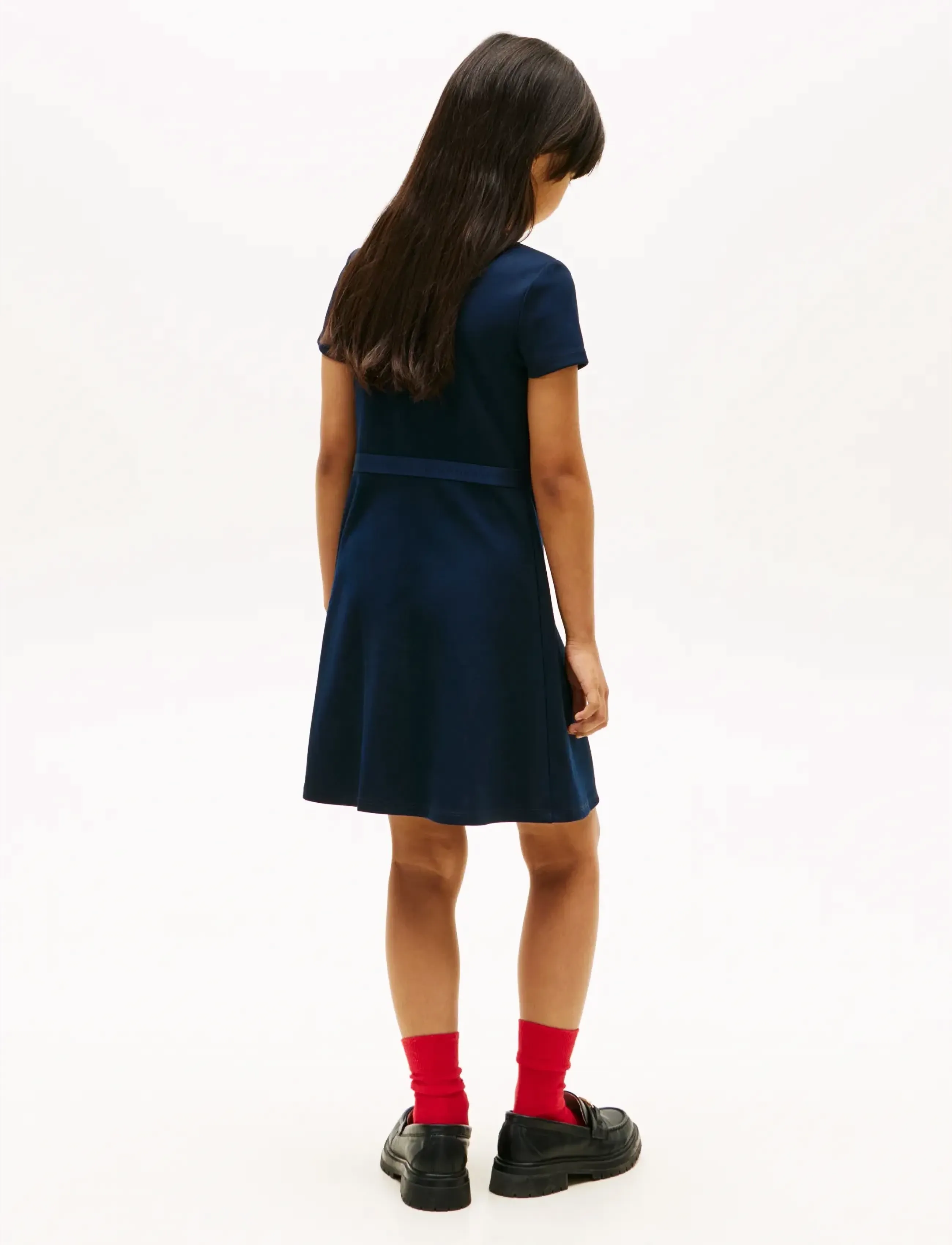 Tommy Hilfiger - ESSENTIAL PUNTO SKATER DRESS SS - kortærmede hverdagskjoler - dark night navy - 4