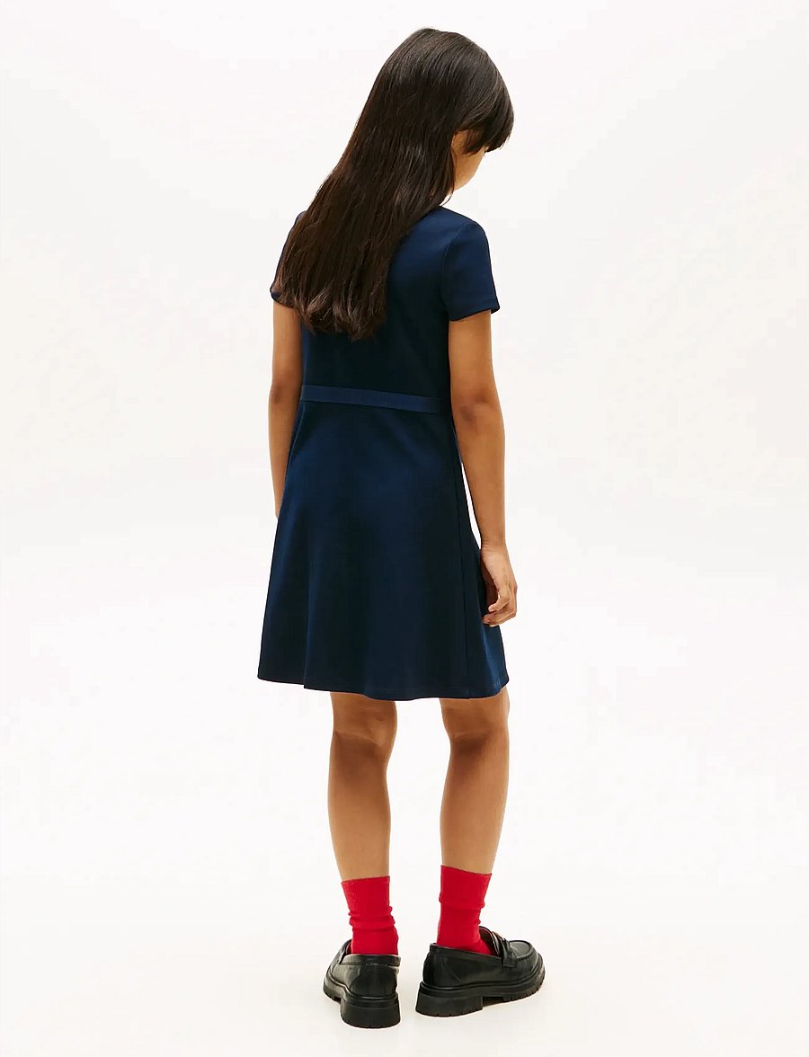 Tommy Hilfiger - ESSENTIAL PUNTO SKATER DRESS SS - kortærmede hverdagskjoler - dark night navy - 4