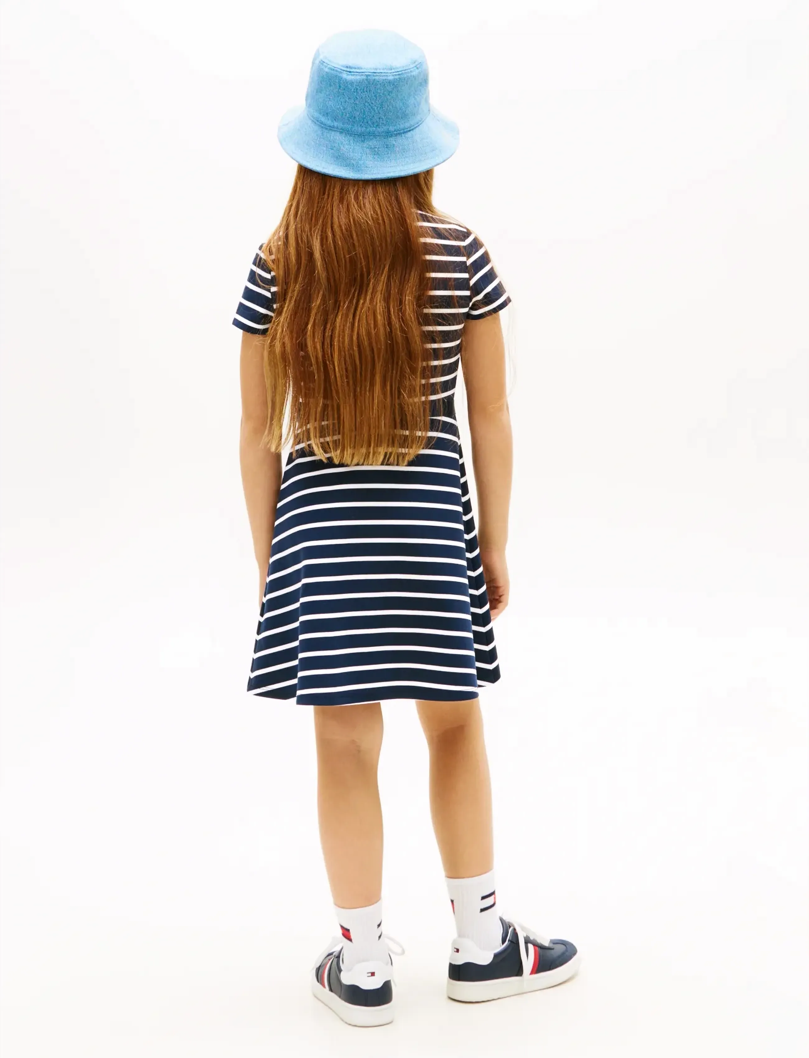 Tommy Hilfiger - ESSENTIAL PUNTO SKATER DRESS SS - short-sleeved casual dresses - dark night navy stripes - 4