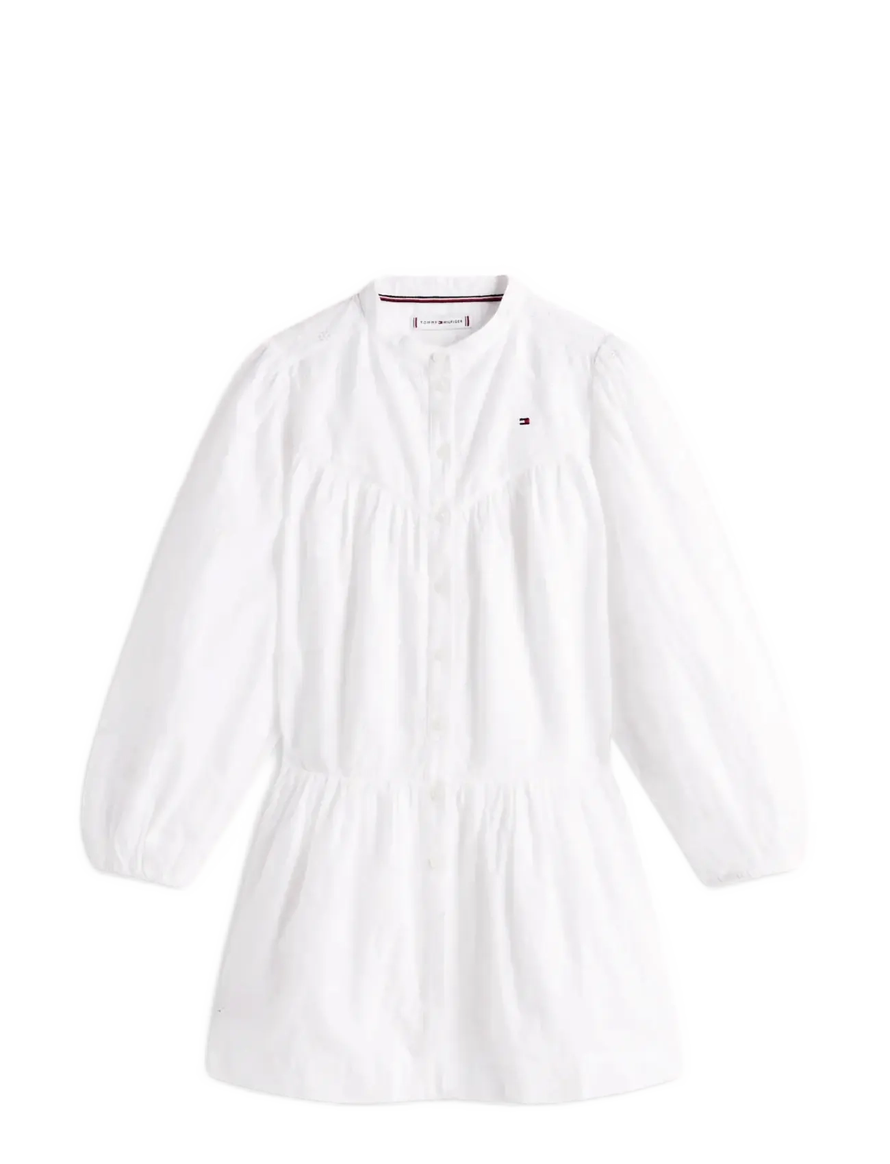 Tommy Hilfiger - BRODERIE ANGLAISE DRESS LS - långärmade vardagsklänningar - white - 1