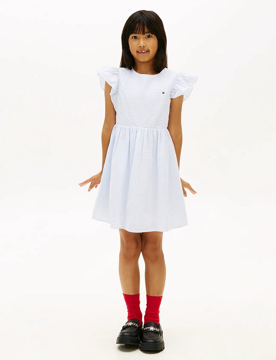 Tommy Hilfiger - SEERSUCKER DRESS SS - kortærmede hverdagskjoler - sweet blue stripes - 0