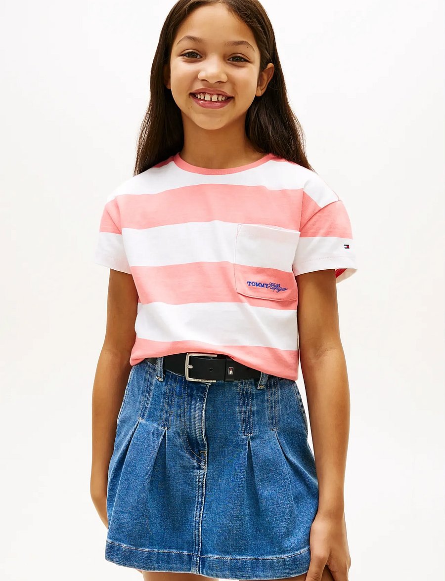 Tommy Hilfiger - STRIPE TEE SS - t-shirts - tropical blush stripes - 0