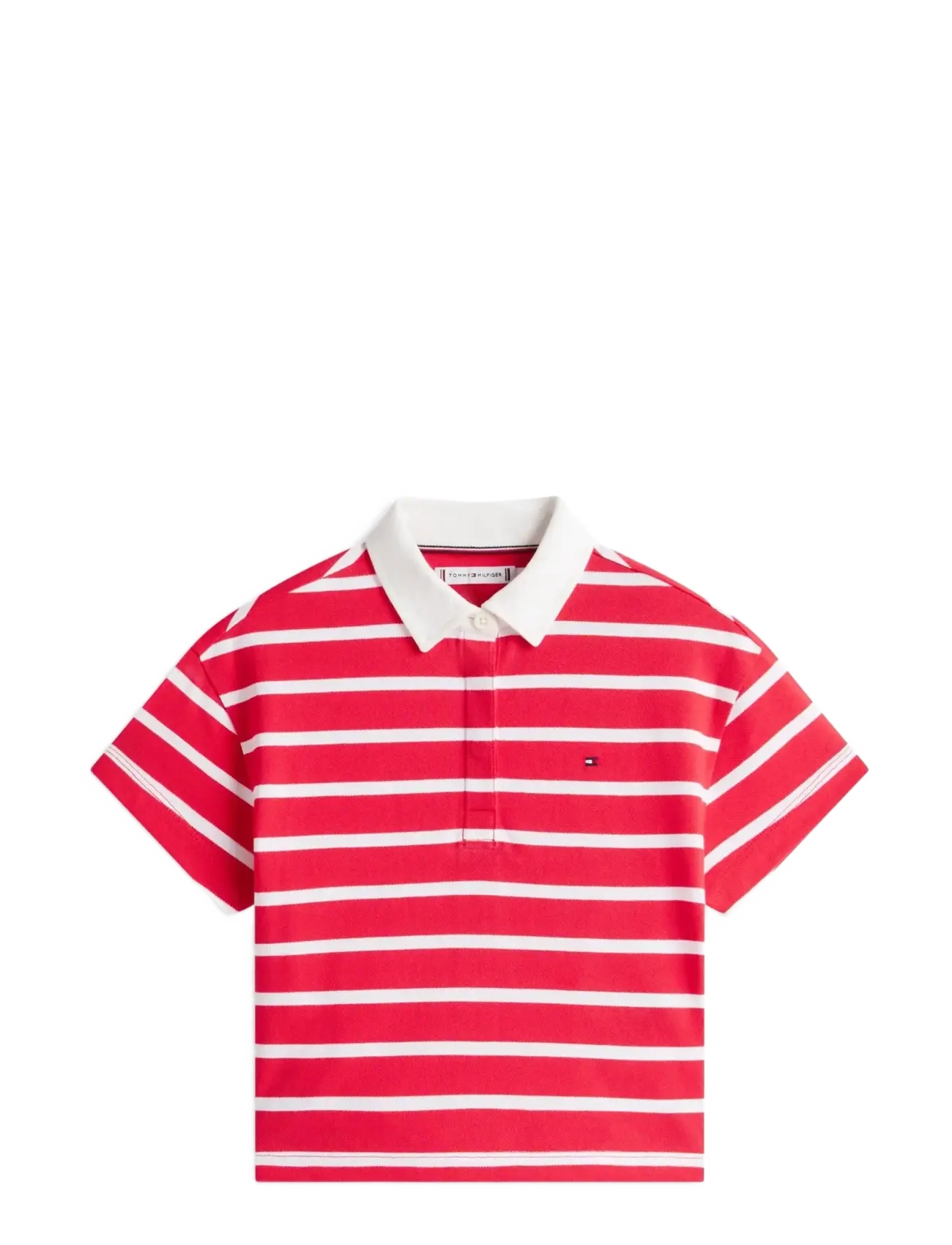 Tommy Hilfiger RUGBY POLO SS - Børn 98-134 - RED ALERT STRIPES / red