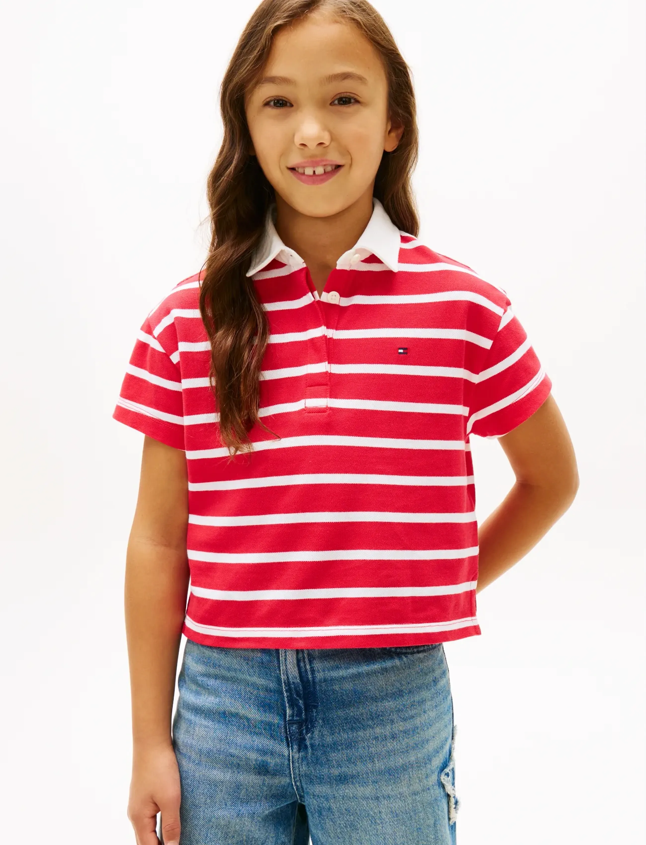 Tommy Hilfiger RUGBY POLO SS - Oberteile - RED ALERT STRIPES / red