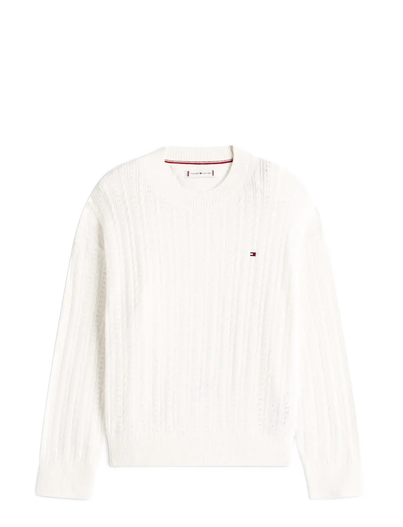 Tommy Hilfiger POINTELLE CABLE SWEATER - Nyheter - IVORY SILK / white