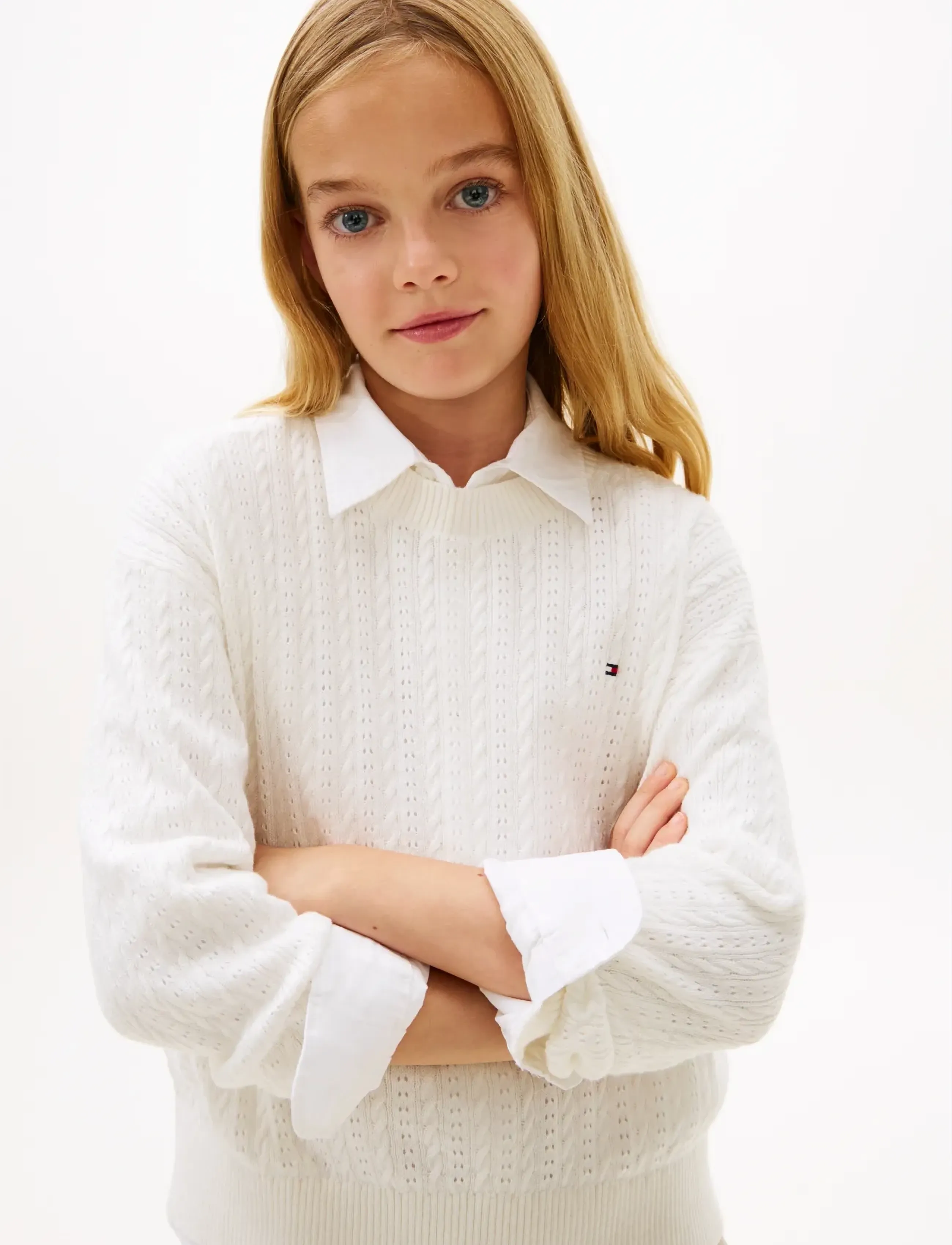 Tommy Hilfiger - POINTELLE CABLE SWEATER - pullover - ivory silk - 4