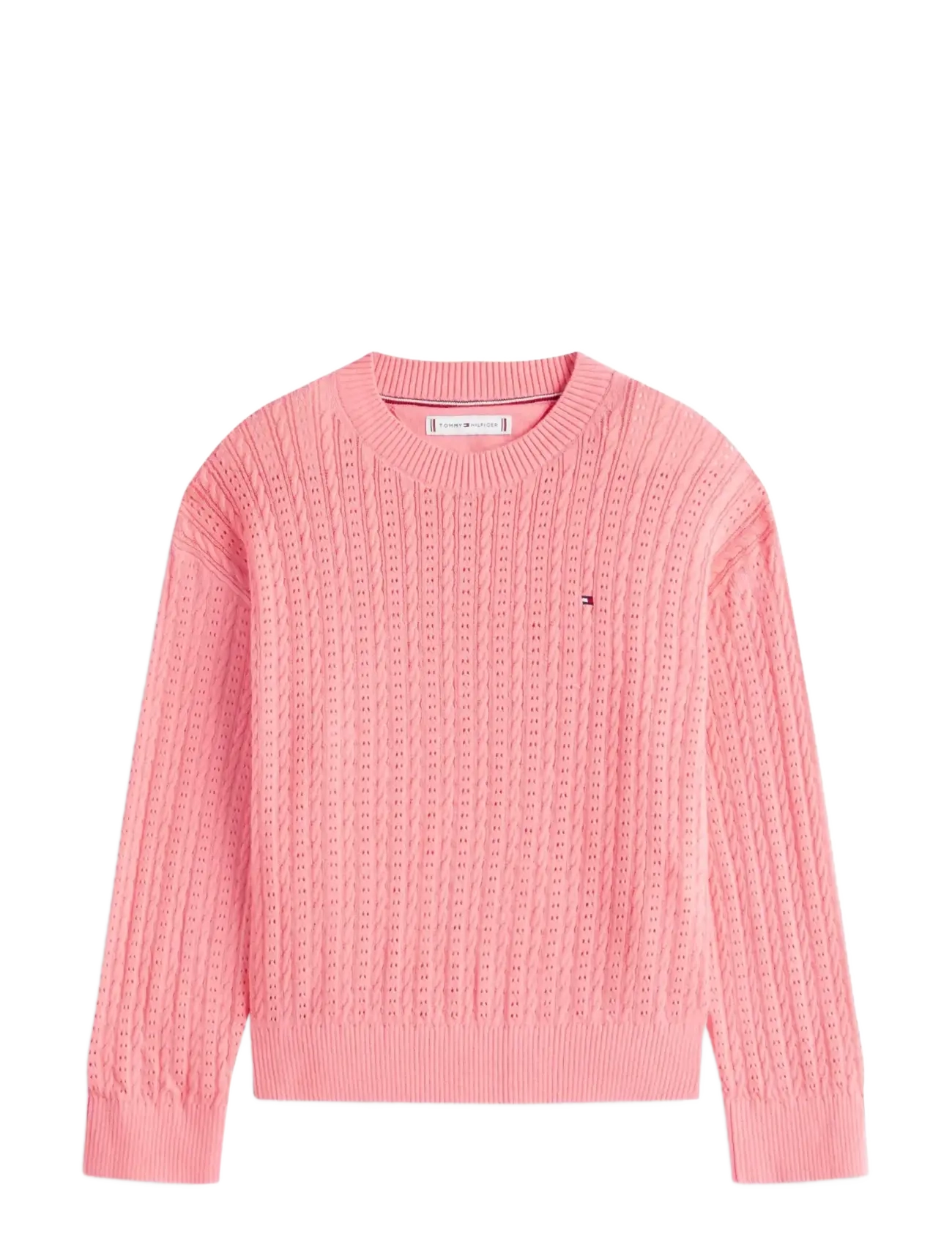 TOMMY HILFIGER Pointelle Cable Pullover Pink - 164 - Kinder
