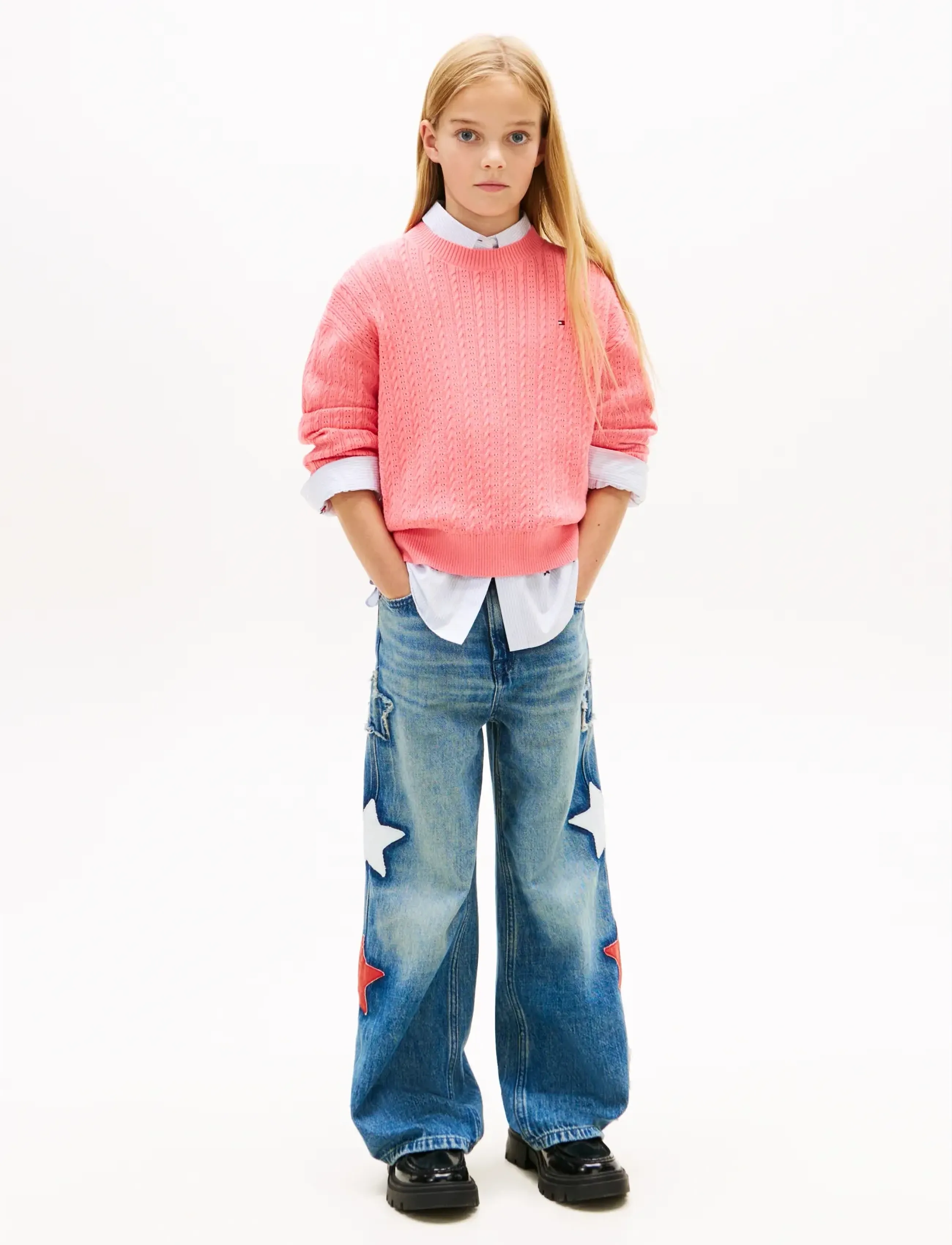 Tommy Hilfiger - POINTELLE CABLE SWEATER - neulepuserot - tropical blush - 3