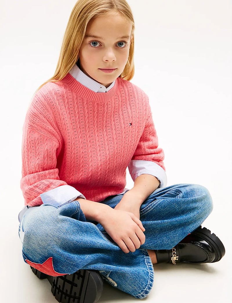 Tommy Hilfiger - POINTELLE CABLE SWEATER - pullover - tropical blush - 4
