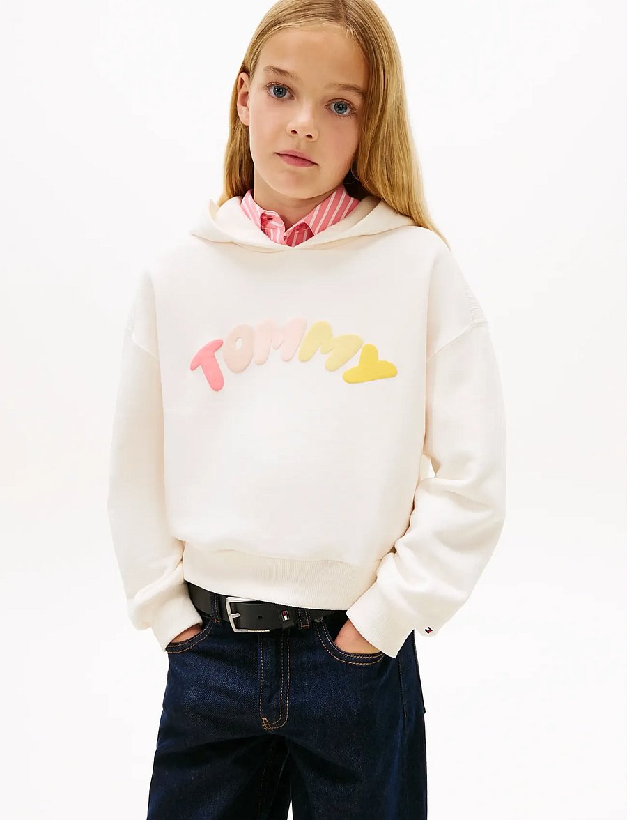Tommy Hilfiger - TOMMY PUFF PRINT HOODIE - kapuzenpullover - ancient white - 0