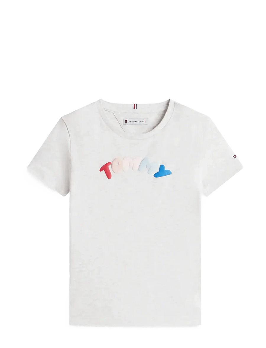 Tommy Hilfiger - TOMMY PUFF PRINT TEE SS - kortærmede t-shirts - light grey heather - 1