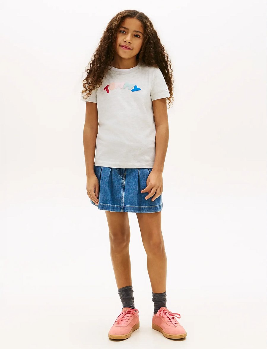 Tommy Hilfiger - TOMMY PUFF PRINT TEE SS - kortærmede t-shirts - light grey heather - 3