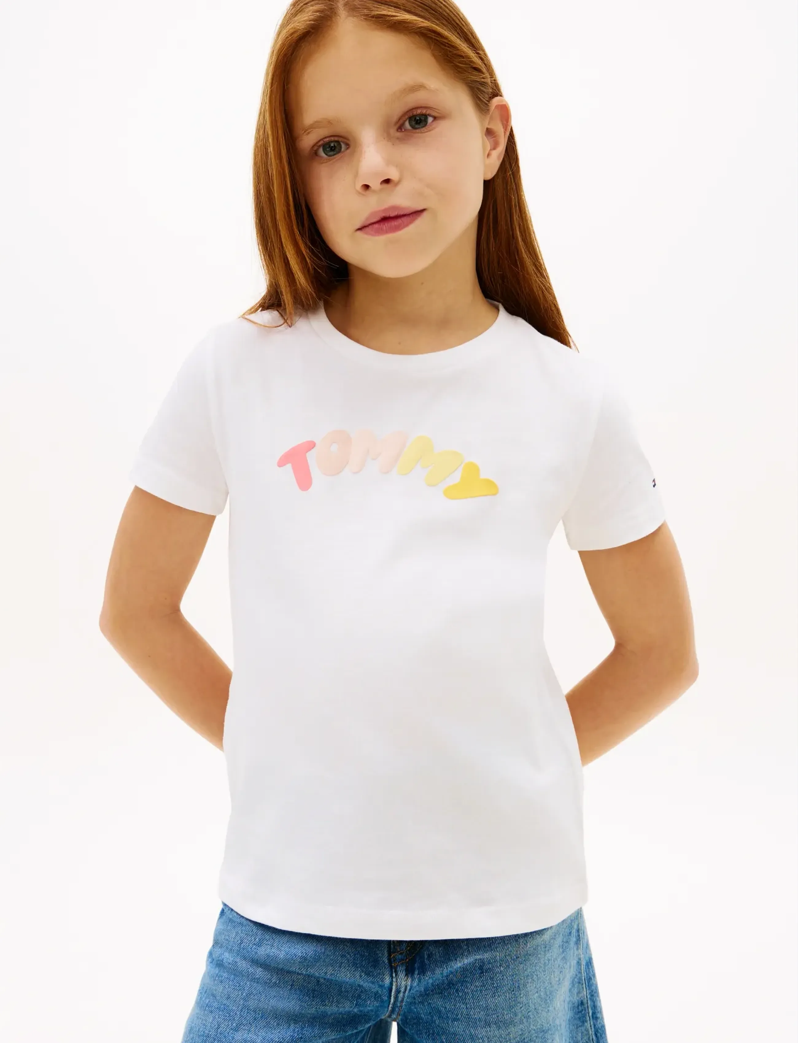 Tommy Hilfiger Tommy Puff Print Tee Ss, 128, White, T-Shirts > Kortærmede, Børn