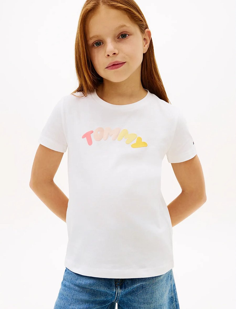 Tommy Hilfiger - TOMMY PUFF PRINT TEE SS - kortærmede t-shirts - white - 0