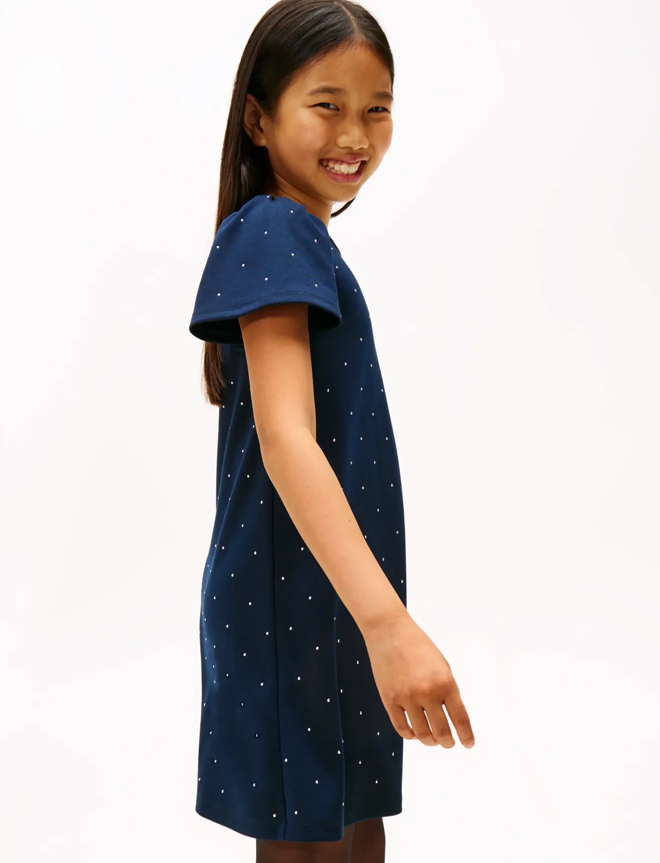 Tommy Hilfiger - FESTIVE STUD ALINE DRESS SS - kortærmede hverdagskjoler - dark night navy - 3