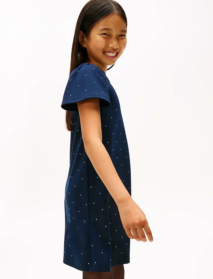 Tommy Hilfiger - FESTIVE STUD ALINE DRESS SS - lühikeste varrukatega vabaajakleidid - dark night navy - 3