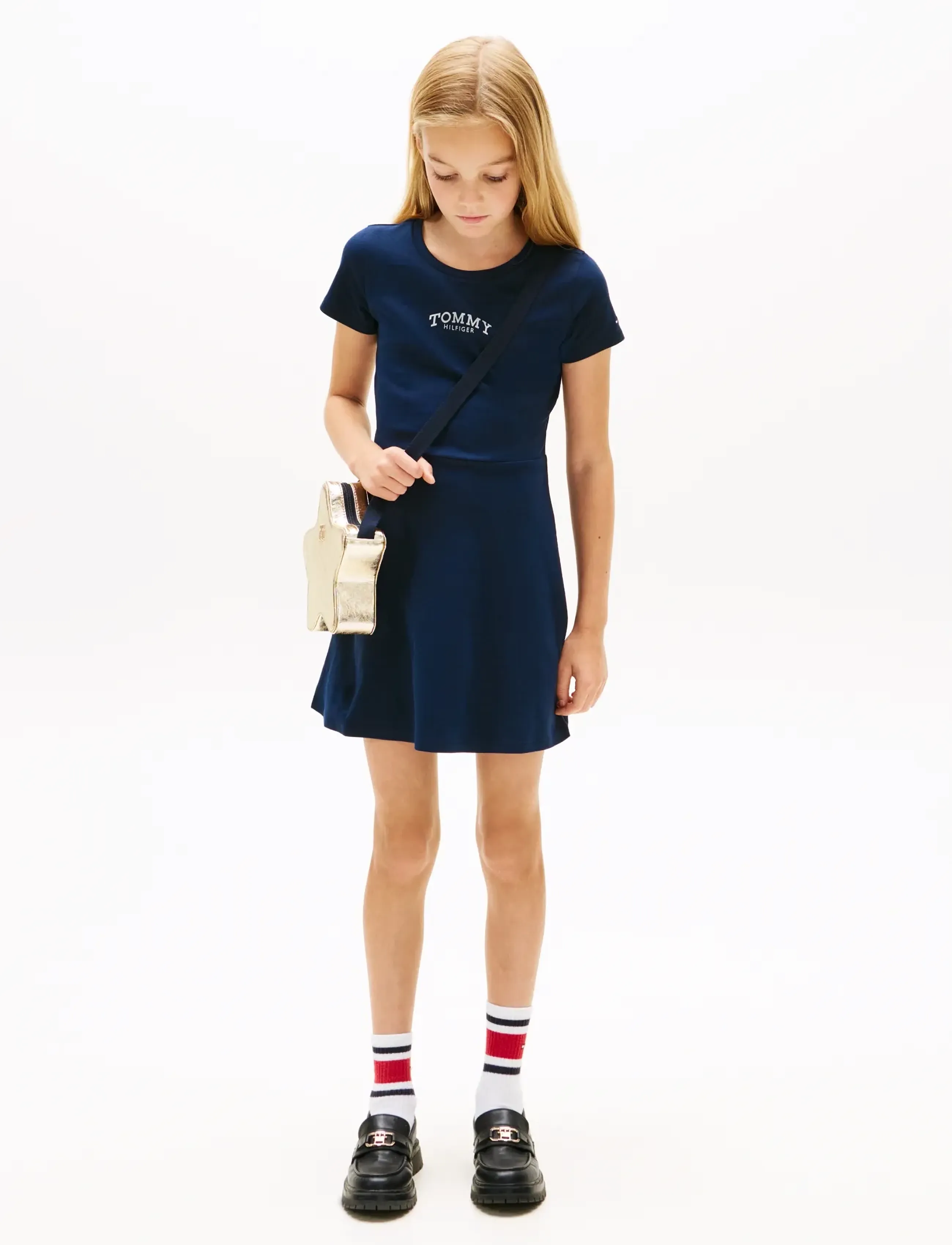 Tommy Hilfiger Skater Dress Ss, 116, Casual Dresses, Marineblau - Short-sleeved Kinder