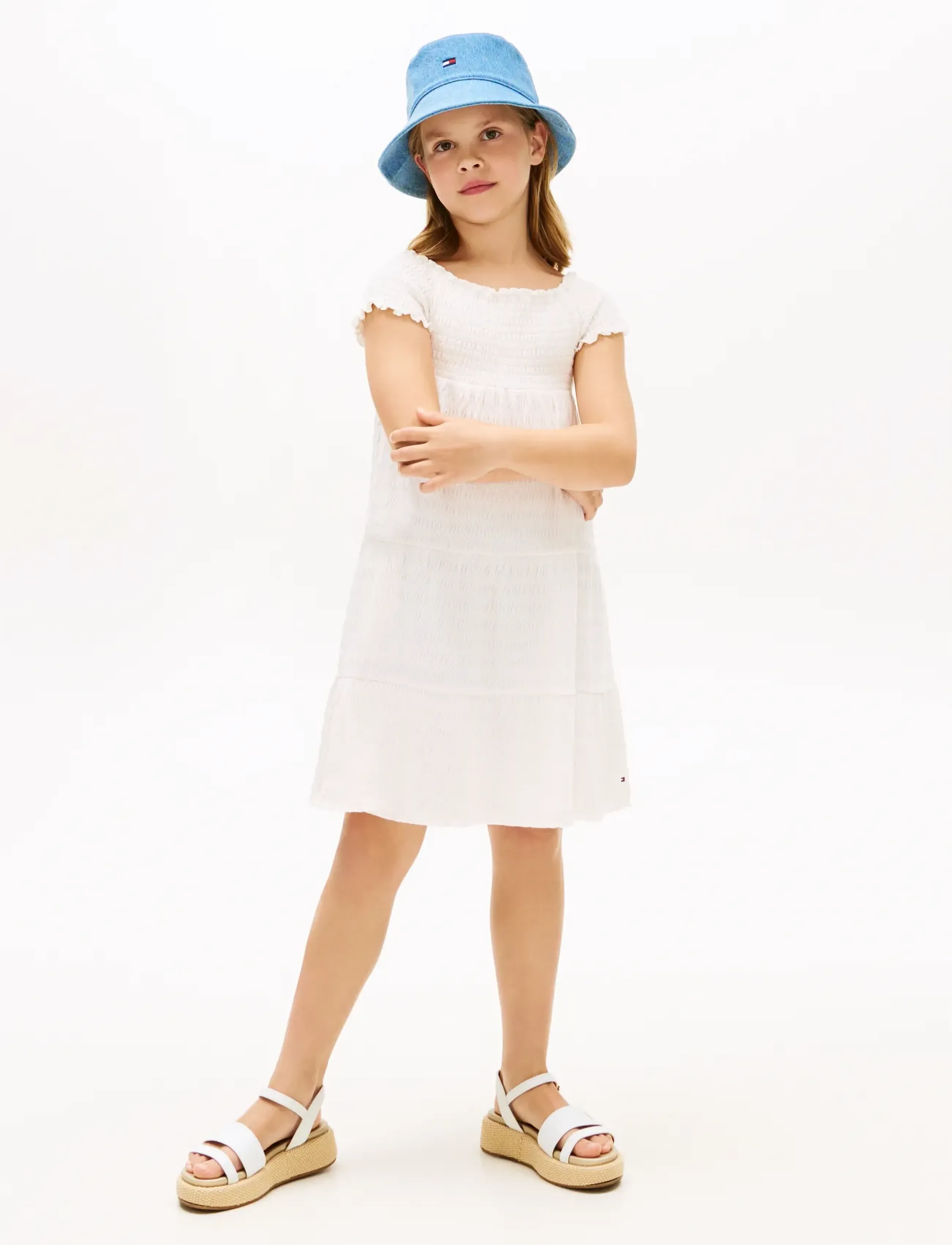 Tommy Hilfiger TEXTURED SMOCK DRESS - Stutterma casual kjólar - ANCIENT WHITE / white