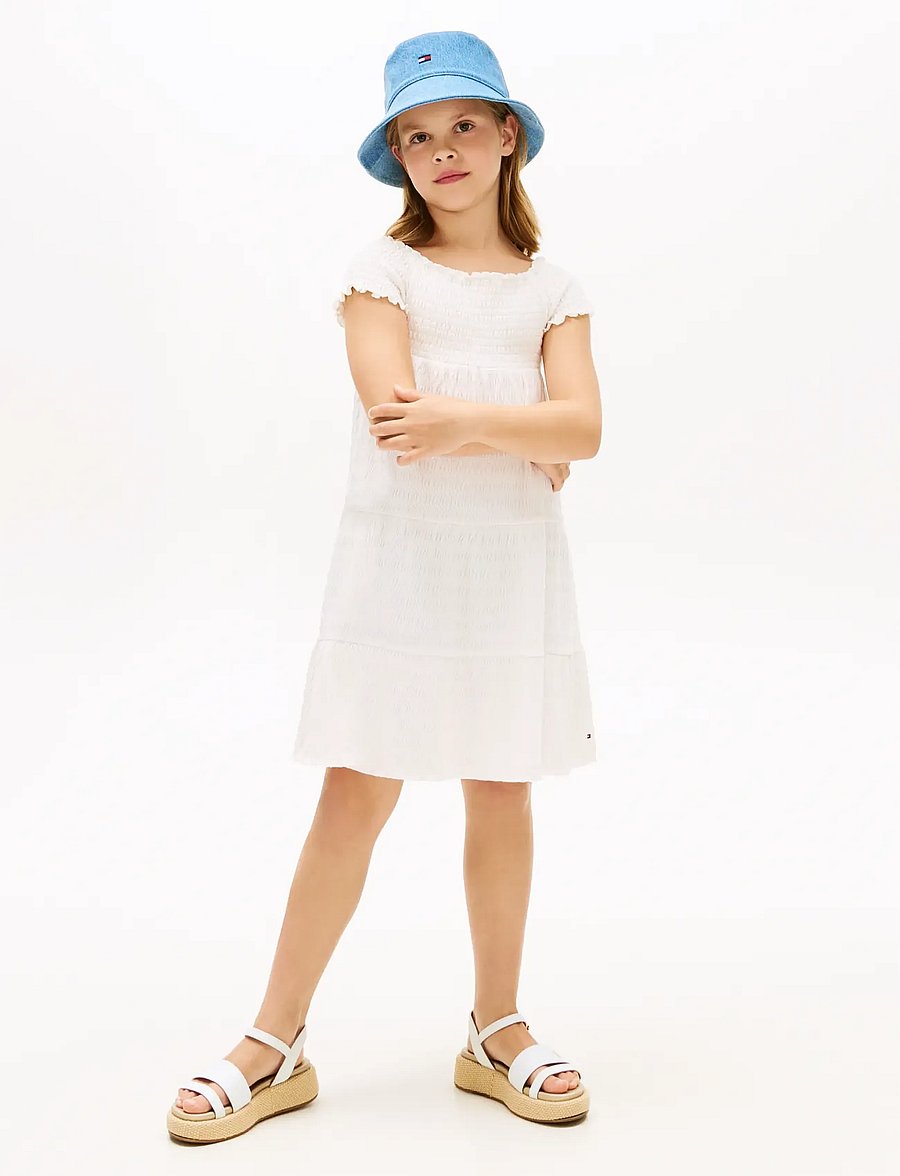 Tommy Hilfiger - TEXTURED SMOCK DRESS - kortærmede hverdagskjoler - ancient white - 0