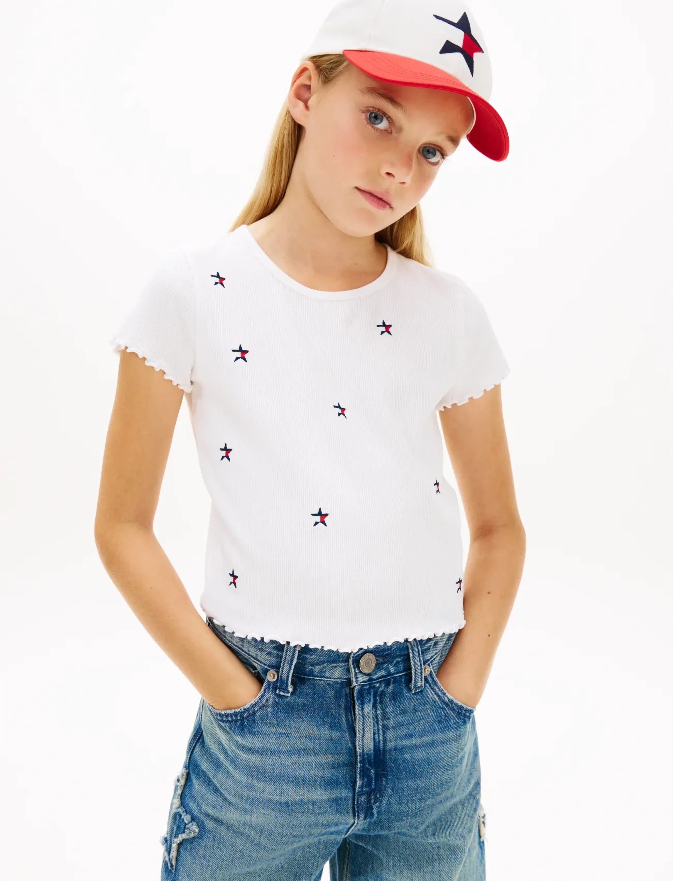 Tommy Hilfiger RIB STAR TOP - Overdele - WHITE / white