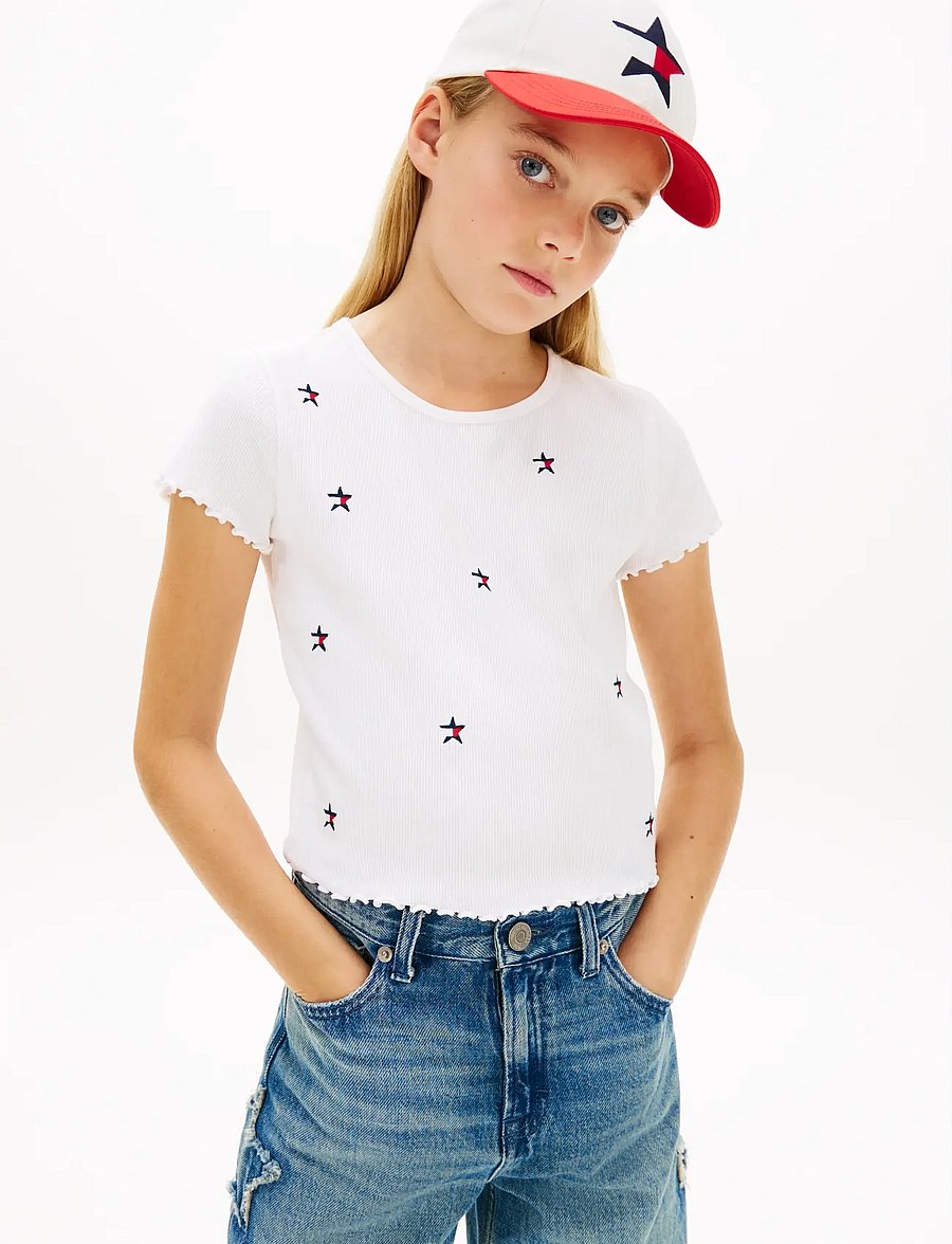 Tommy Hilfiger - RIB STAR TOP - kurzärmelige - white - 0