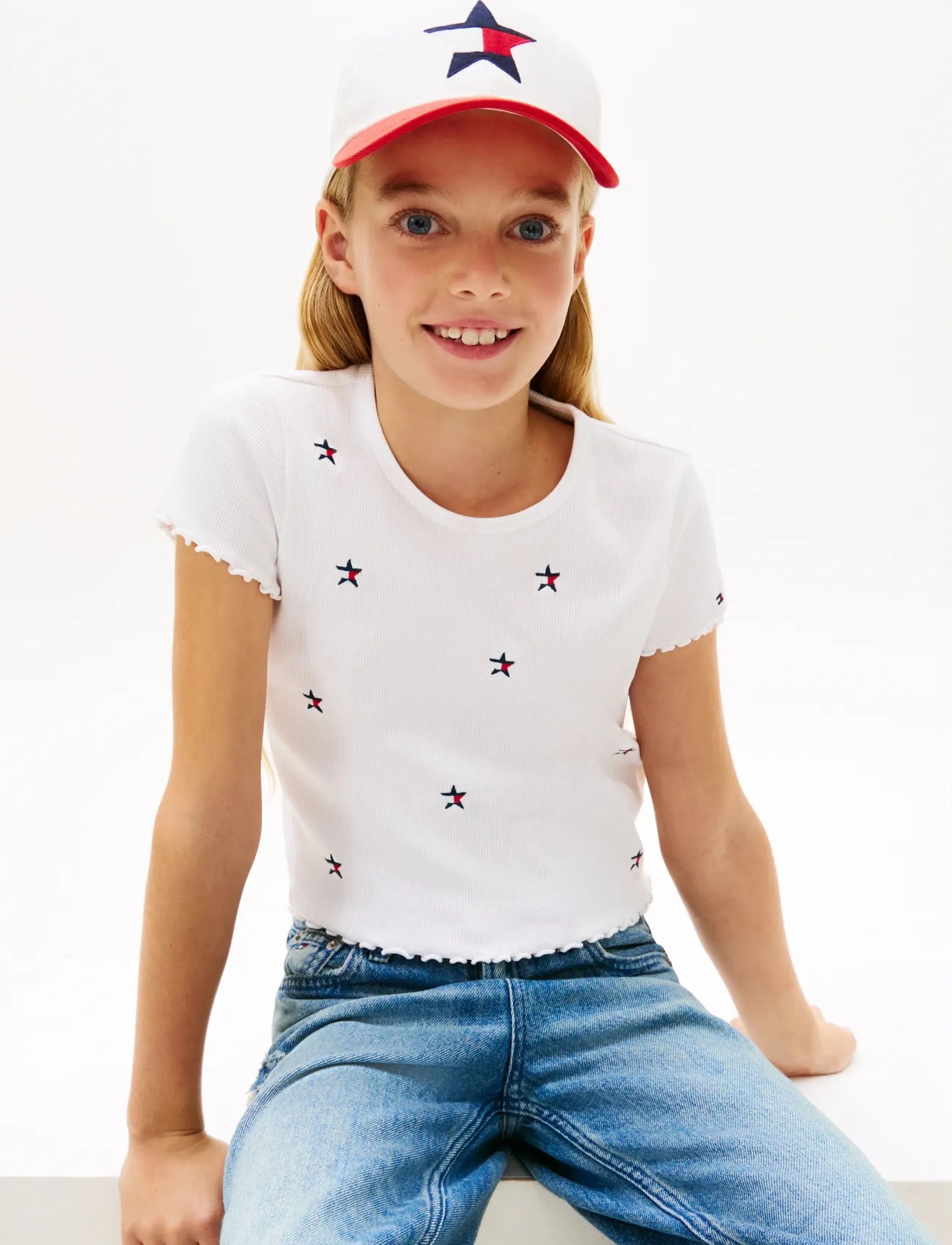 Tommy Hilfiger - RIB STAR TOP - lühikeste varrukatega t-särgid - white - 4