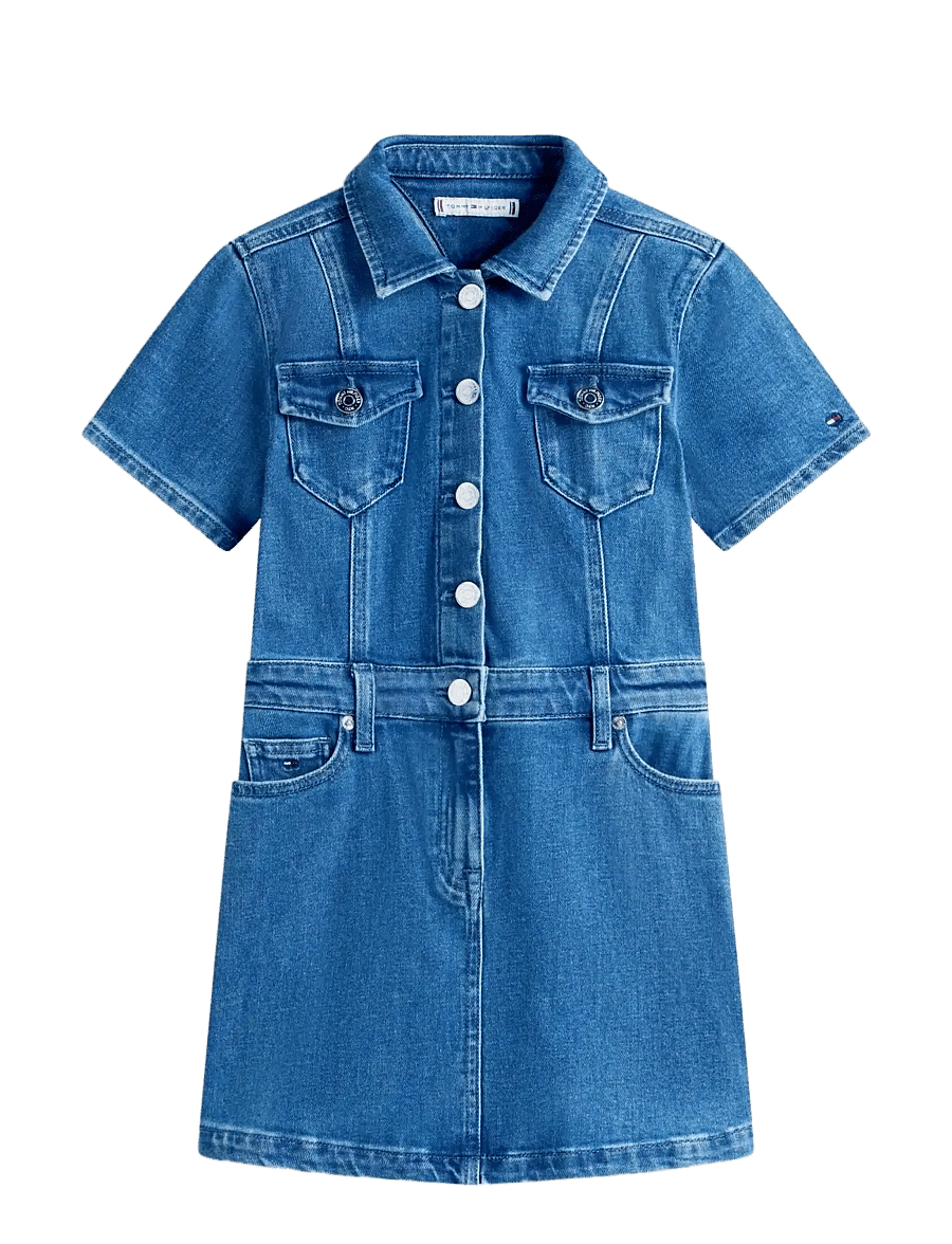 Tommy Hilfiger - DENIM TRUCKER DRESS SS - kurzärmelige freizeitkleider - truebluedenim - 1