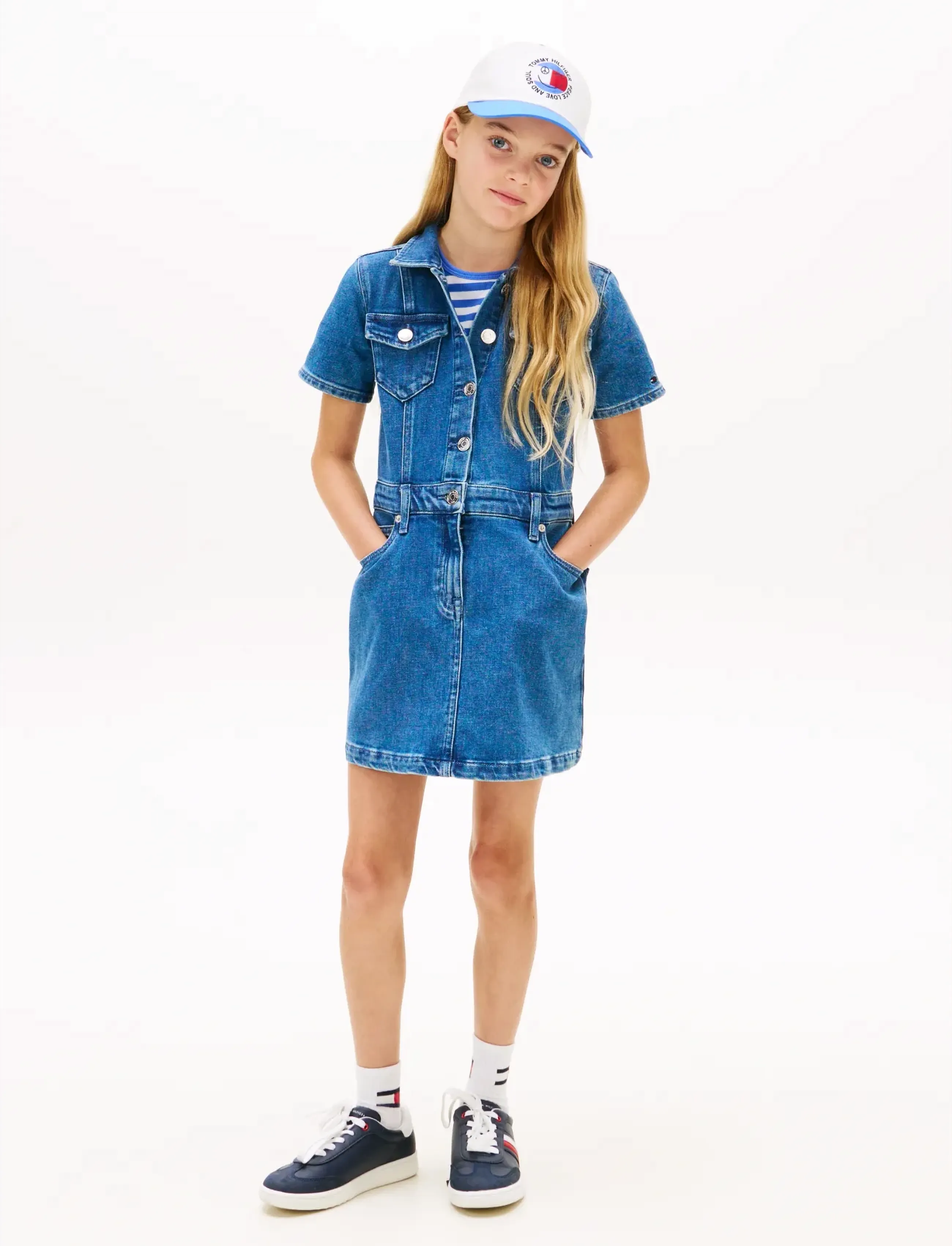 Tommy Hilfiger DENIM TRUCKER DRESS SS - Stutterma casual kjólar - TRUEBLUEDENIM / blue