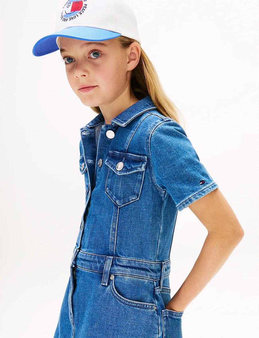 Tommy Hilfiger - DENIM TRUCKER DRESS SS - kurzärmelige freizeitkleider - truebluedenim - 3