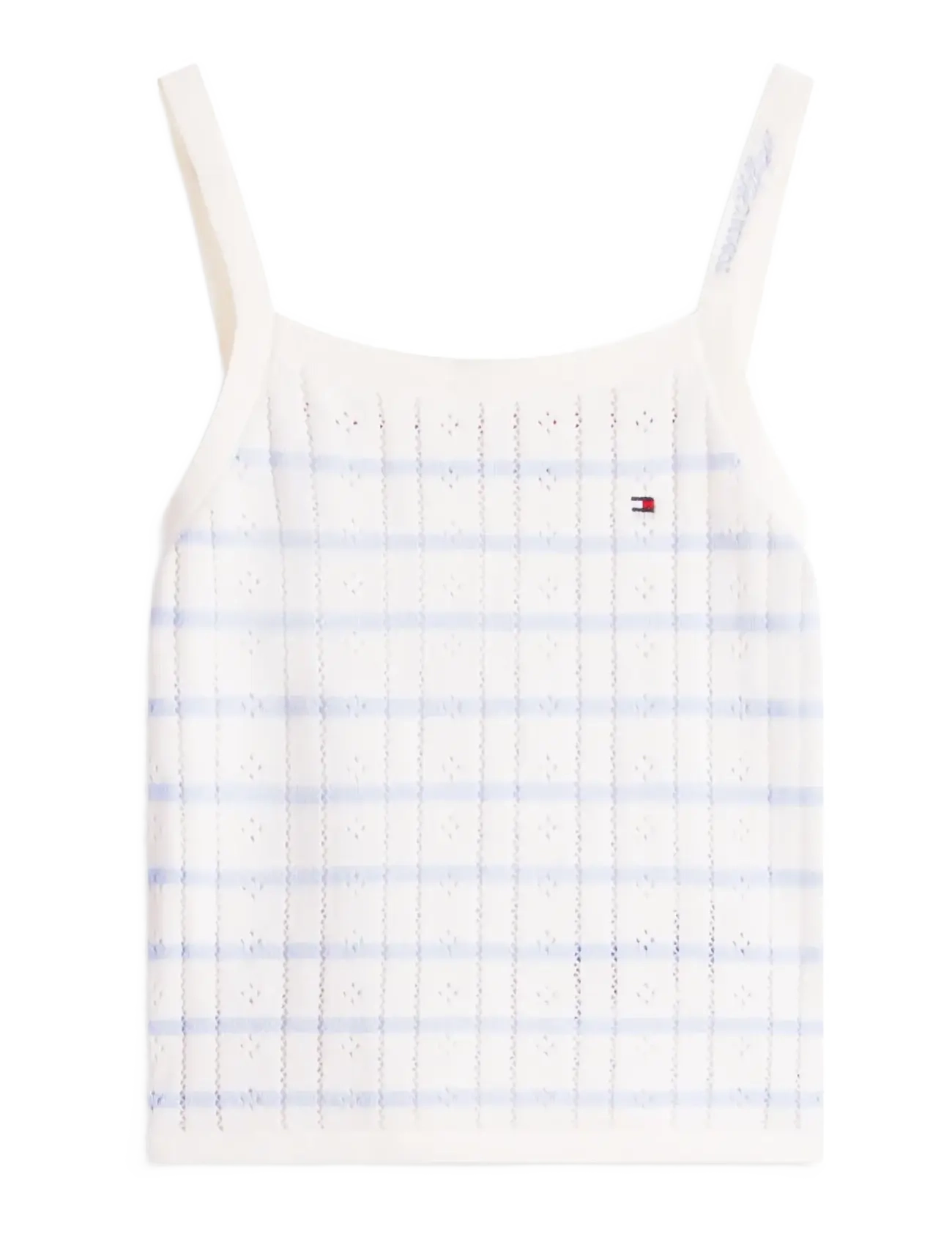 Tommy Hilfiger POINTELLE TANK TOP - Riided - IVORY SILK   BLUE  STRIPES / cream