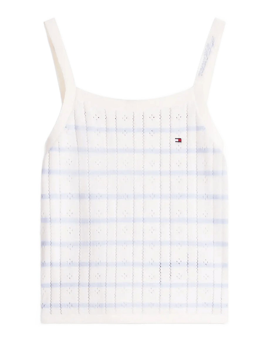 Tommy Hilfiger - POINTELLE TANK TOP - ivory silk blue stripes - 1