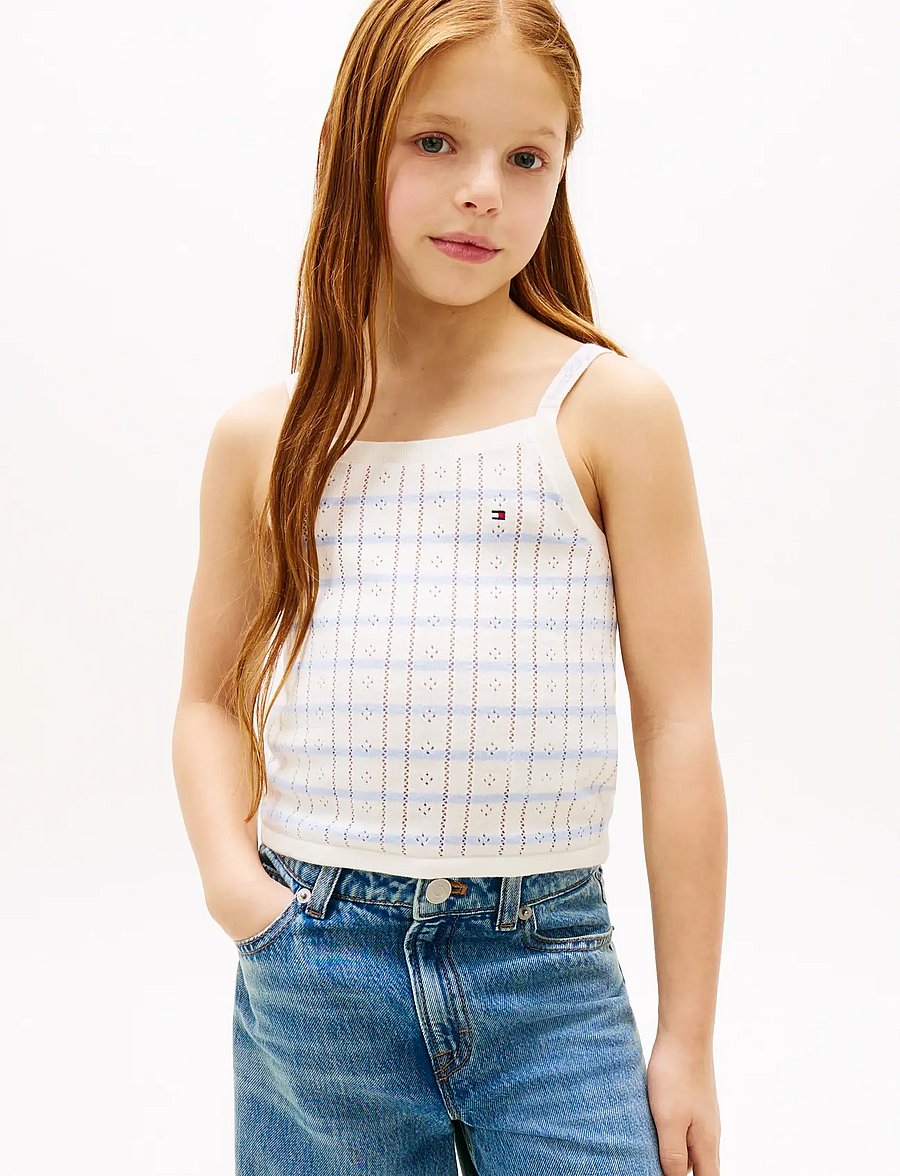 Tommy Hilfiger - POINTELLE TANK TOP - ivory silk blue stripes - 0
