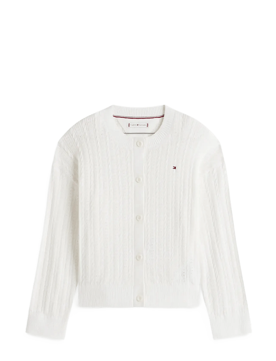 Tommy Hilfiger - POINTELLE CABLE CARDIGAN - kardigany - ivory silk - 1