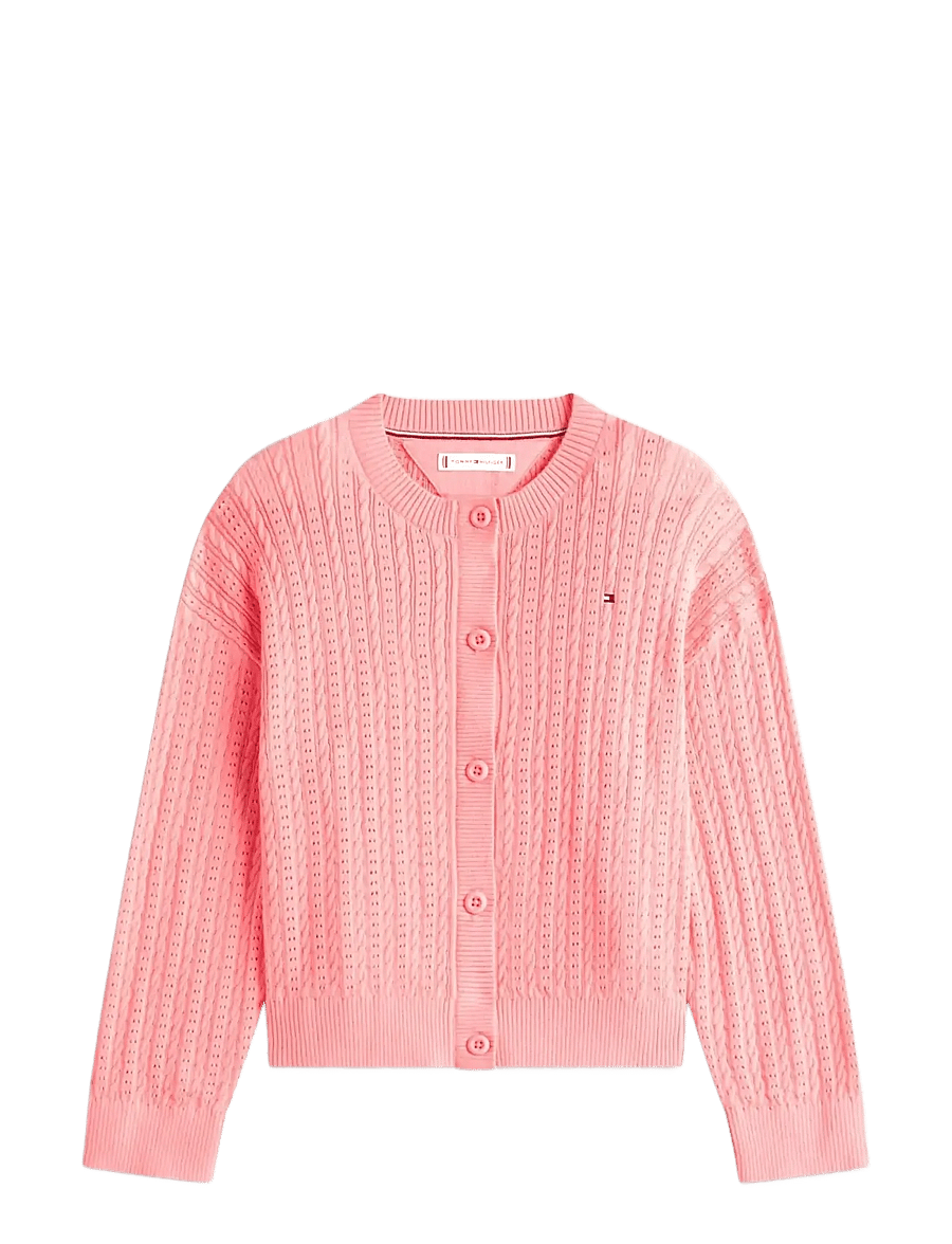 Tommy Hilfiger - POINTELLE CABLE CARDIGAN - cardigans - tropical blush - 1